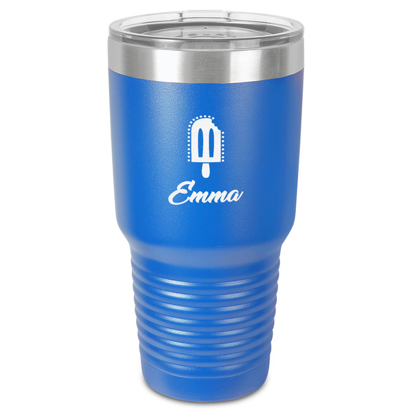 Popsicles and Polka Dots 30 oz Stainless Steel Ringneck Tumbler - Blue - Front