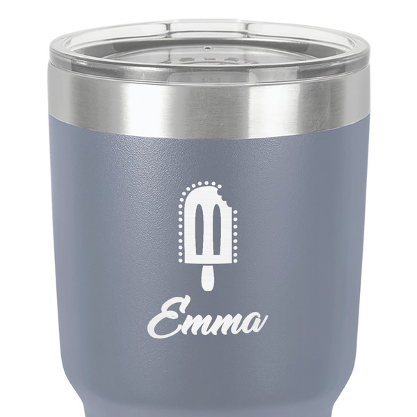 Popsicles and Polka Dots 30 oz Stainless Steel Ringneck Tumbler - Grey - Close Up