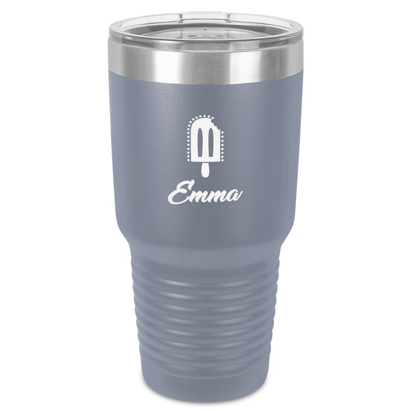 Popsicles and Polka Dots 30 oz Stainless Steel Ringneck Tumbler - Grey - Front