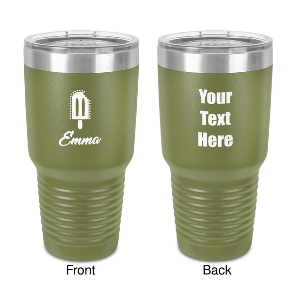 Custom Popsicles and Polka Dots 30 oz Stainless Steel Tumbler - Olive - Double-Sided (Personalized)