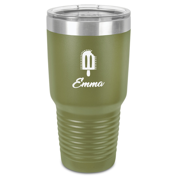 Custom Popsicles and Polka Dots 30 oz Stainless Steel Tumbler - Olive - Single-Sided (Personalized)