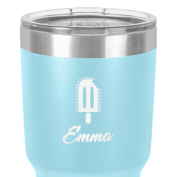 Popsicles and Polka Dots 30 oz Stainless Steel Ringneck Tumbler - Teal - Close Up