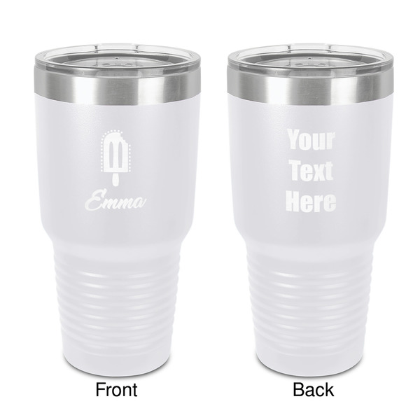 Custom Popsicles and Polka Dots 30 oz Stainless Steel Tumbler - White - Double-Sided (Personalized)