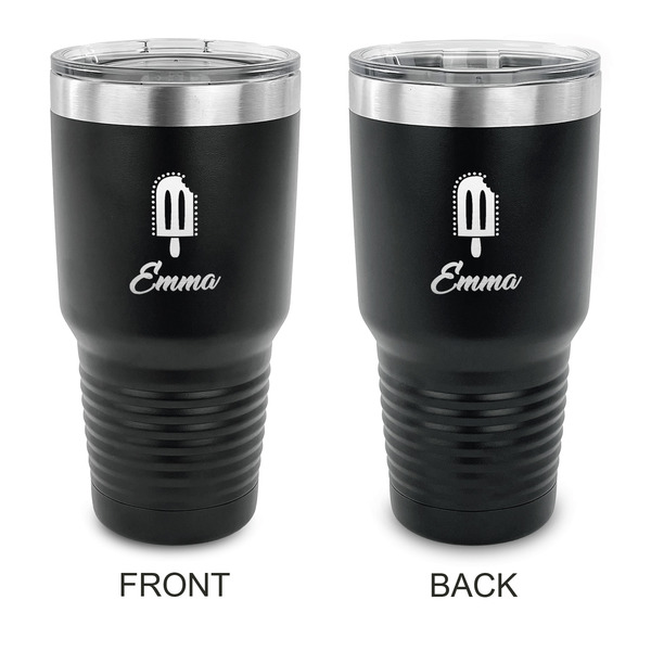 Custom Popsicles and Polka Dots 30 oz Stainless Steel Tumbler - Black - Double Sided (Personalized)