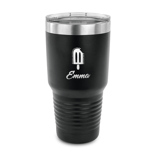 Custom Popsicles and Polka Dots 30 oz Stainless Steel Tumbler - Black - Single Sided (Personalized)