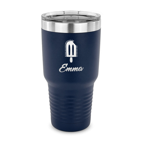 Custom Popsicles and Polka Dots 30 oz Stainless Steel Tumbler - Navy - Single Sided (Personalized)