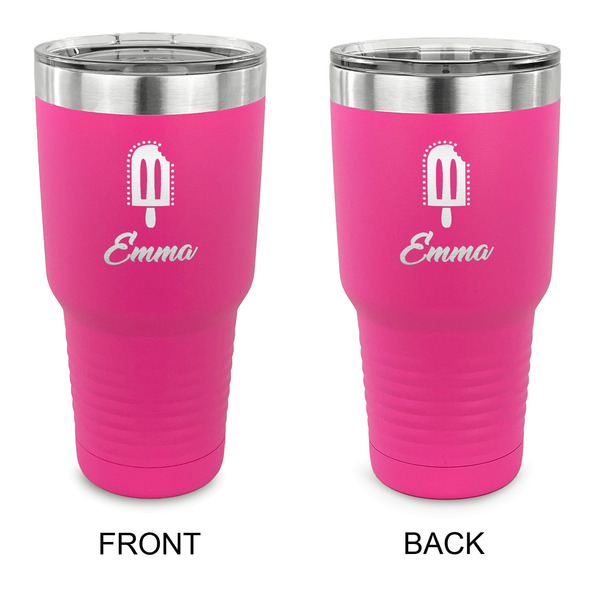 Custom Popsicles and Polka Dots 30 oz Stainless Steel Tumbler - Pink - Double Sided (Personalized)