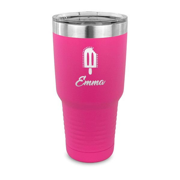 Custom Popsicles and Polka Dots 30 oz Stainless Steel Tumbler - Pink - Single Sided (Personalized)