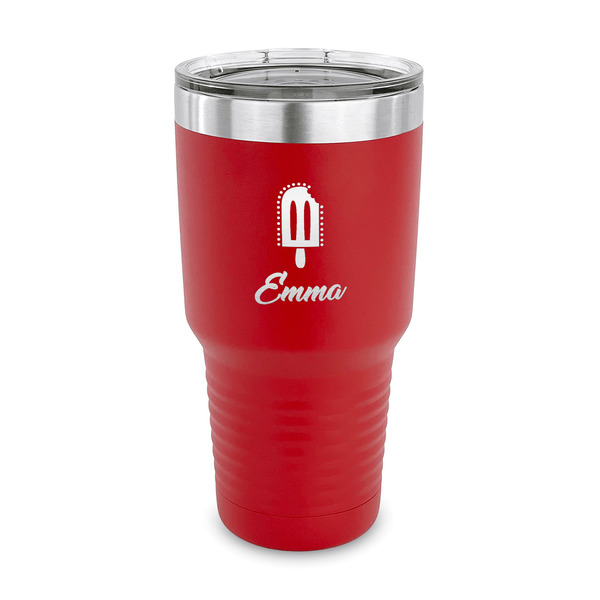 Custom Popsicles and Polka Dots 30 oz Stainless Steel Tumbler - Red - Single Sided (Personalized)