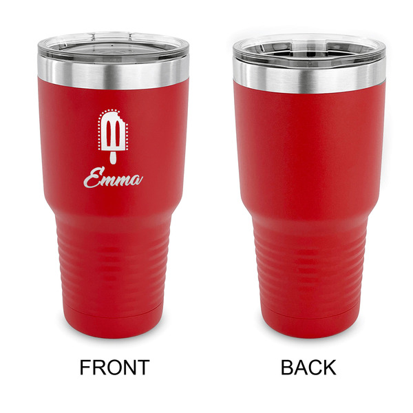 Popsicles and Polka Dots 30 oz Stainless Steel Ringneck Tumblers - Red - Single Sided - APPROVAL