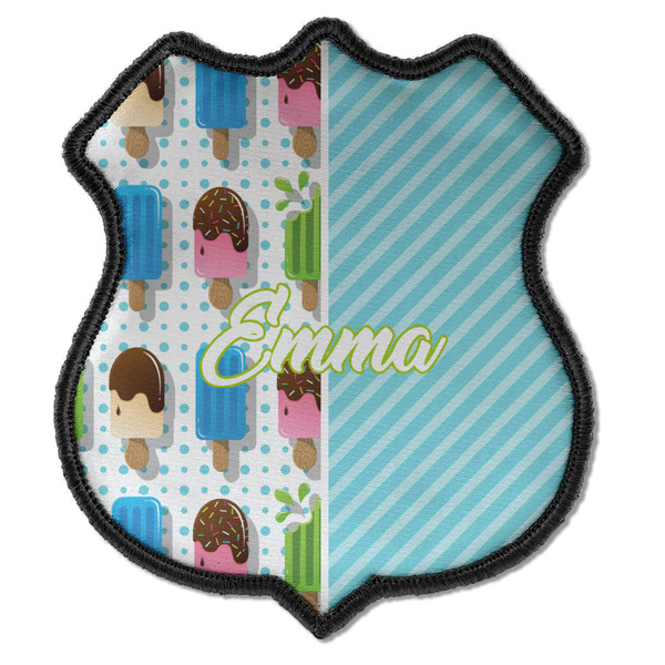 Custom Popsicles and Polka Dots Iron On Shield Patch C w/ Name or Text