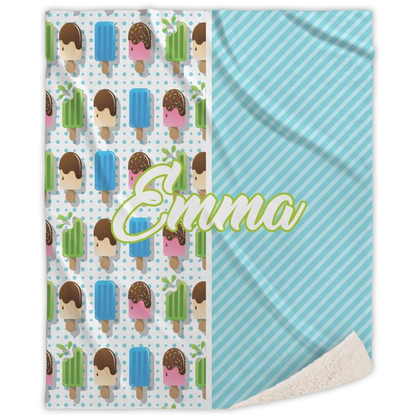 Custom Popsicles and Polka Dots Sherpa Throw Blanket - 60"x80" (Personalized)