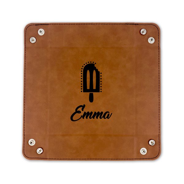 Popsicles and Polka Dots 6" x 6" Leatherette Snap Up Tray - FLAT FRONT