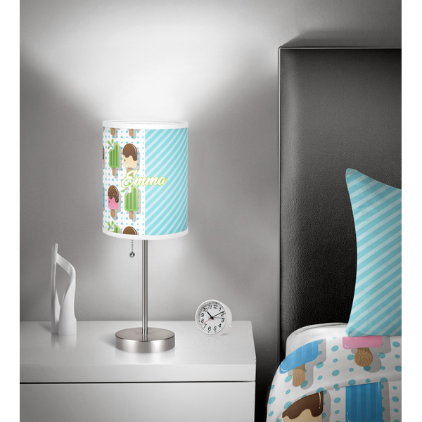 Popsicles and Polka Dots 7 inch drum lamp shade - in room