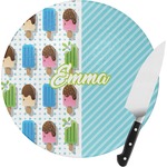 Popsicles and Polka Dots Round Glass Cutting Board - Small (Personalized)
