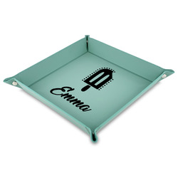 Popsicles and Polka Dots 9" x 9" Teal Faux Leather Valet Tray (Personalized)