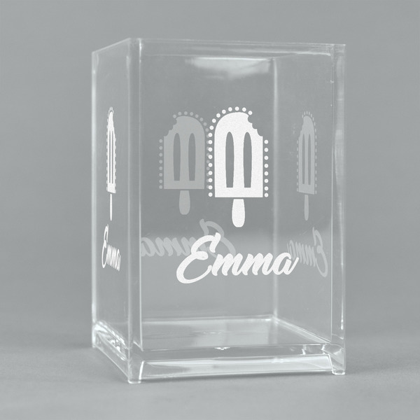 Custom Popsicles and Polka Dots Acrylic Pen Holder (Personalized)