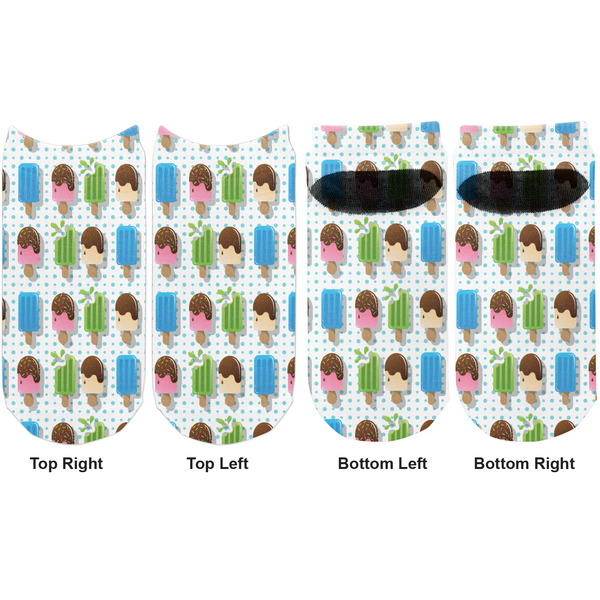 Popsicles and Polka Dots Adult Ankle Socks - Double Pair - Front and Back - Apvl