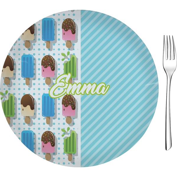 Custom Popsicles and Polka Dots 8" Glass Appetizer / Dessert Plates - Single or Set (Personalized)