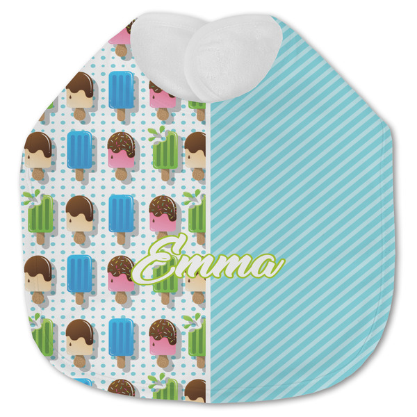 Custom Popsicles and Polka Dots Jersey Knit Baby Bib w/ Name or Text