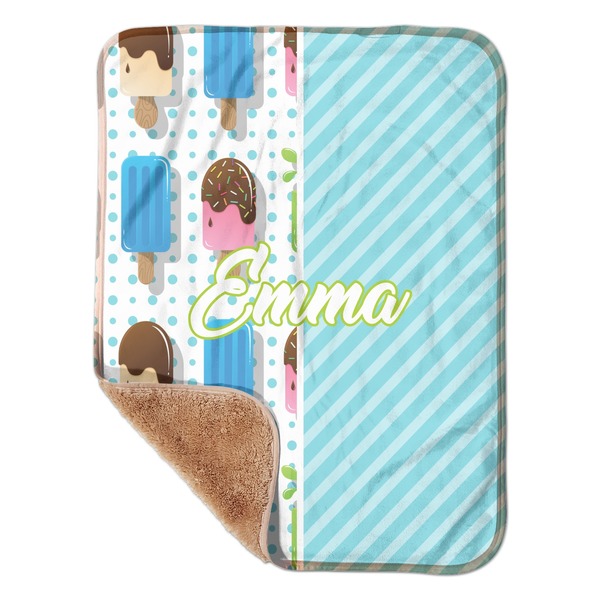 Custom Popsicles and Polka Dots Sherpa Baby Blanket - 30" x 40" w/ Name or Text