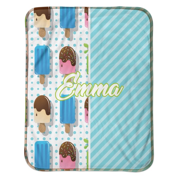 Popsicles and Polka Dots Baby Sherpa Blanket - Flat