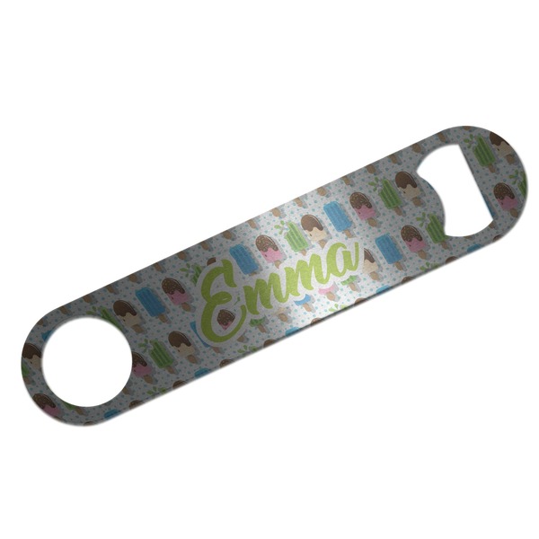 Custom Popsicles and Polka Dots Bar Bottle Opener - Silver w/ Name or Text