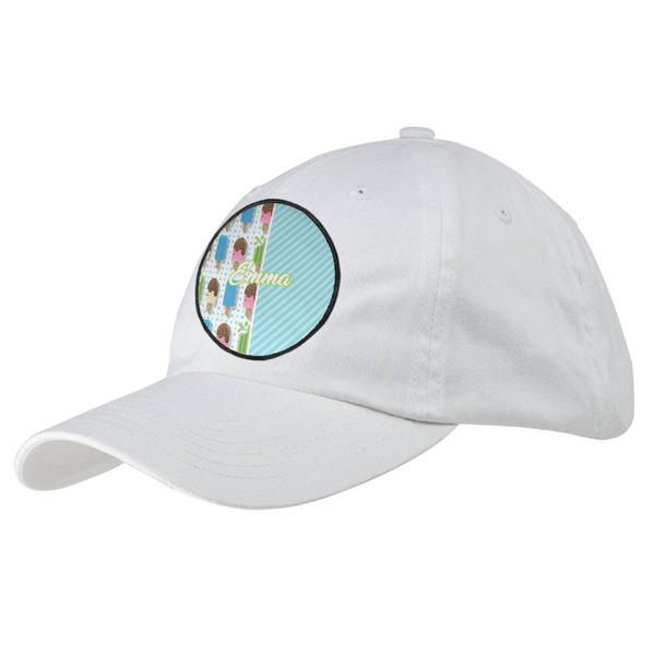 Custom Popsicles and Polka Dots Baseball Cap - White (Personalized)