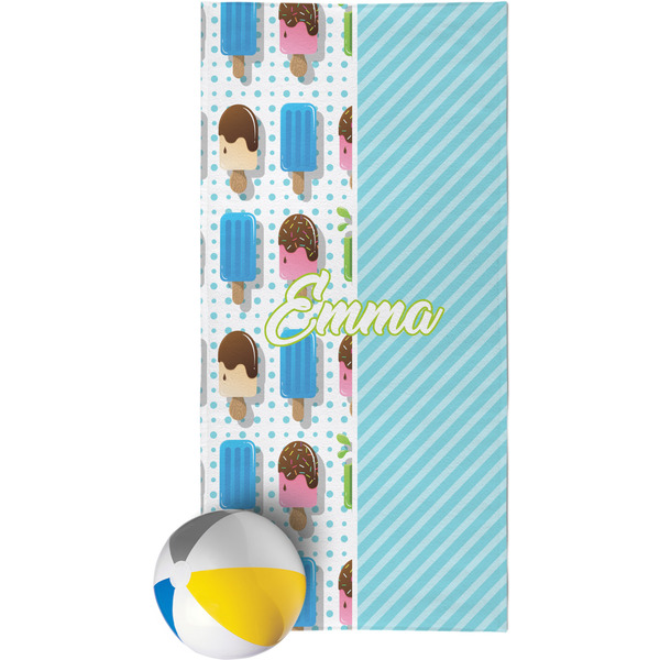 Custom Popsicles and Polka Dots Beach Towel (Personalized)