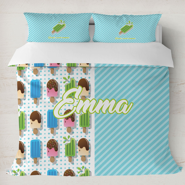Custom Popsicles and Polka Dots Duvet Cover Set - King (Personalized)