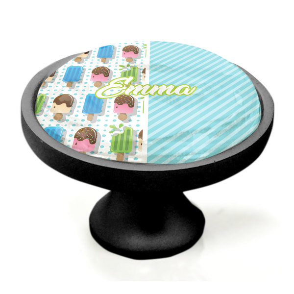 Popsicles and Polka Dots Black Custom Cabinet Knob (Side)