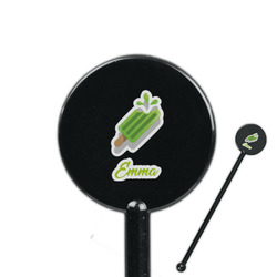 Popsicles and Polka Dots 5.5" Round Plastic Stir Sticks - Black - Single Sided (Personalized)