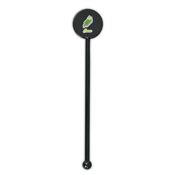 Popsicles and Polka Dots Black Plastic 5.5" Stir Stick - Round - Single Stick