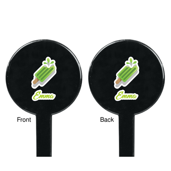 Popsicles and Polka Dots Black Plastic 7" Stir Stick - Double Sided - Round - Front & Back