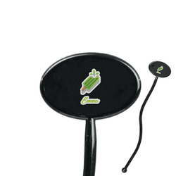 Popsicles and Polka Dots 7" Oval Plastic Stir Sticks - Black - Single Sided (Personalized)