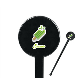 Popsicles and Polka Dots 7" Round Plastic Stir Sticks - Black - Single Sided (Personalized)