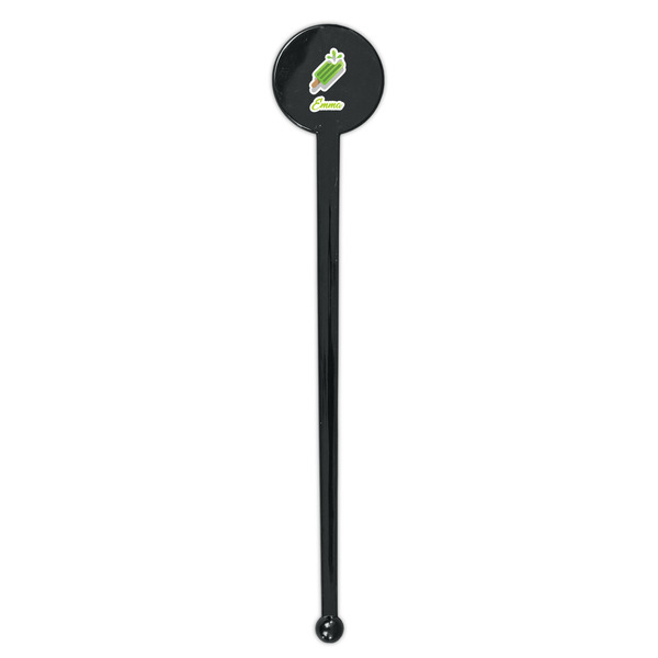 Popsicles and Polka Dots Black Plastic 7" Stir Stick - Round - Single Stick