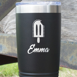 Popsicles and Polka Dots 20 oz Stainless Steel Tumbler - Black - Double Sided (Personalized)