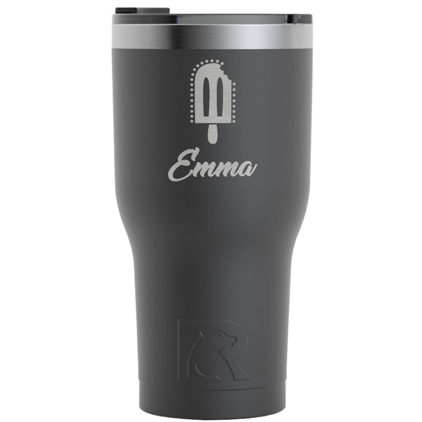 Custom Popsicles and Polka Dots RTIC Tumbler - Black - Engraved Front (Personalized)