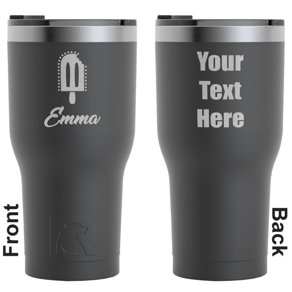 Custom Popsicles and Polka Dots RTIC Tumbler - Black - Engraved Front & Back (Personalized)