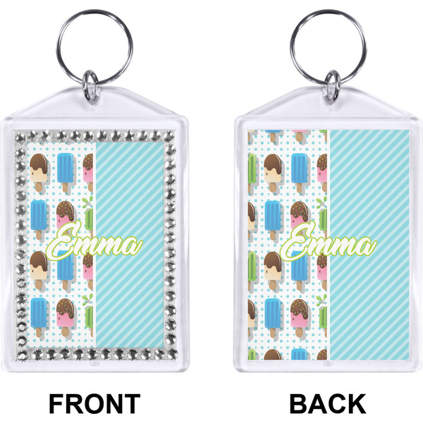 Popsicles and Polka Dots Bling Keychain (Front + Back)