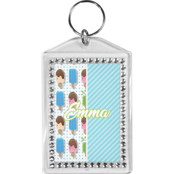 Custom Popsicles and Polka Dots Bling Keychain (Personalized)