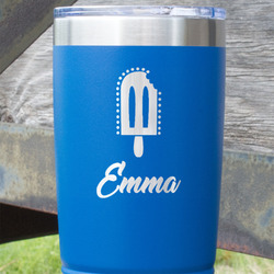 Popsicles and Polka Dots 20 oz Stainless Steel Tumbler - Royal Blue - Single Sided (Personalized)