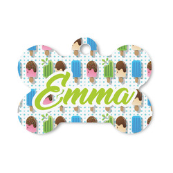 Popsicles and Polka Dots Bone Shaped Dog ID Tag - Small (Personalized)