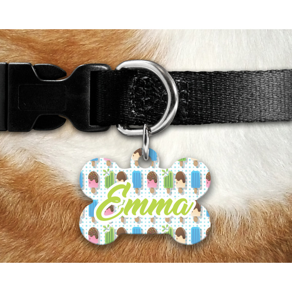 Popsicles and Polka Dots Bone Shaped Dog Tag on Collar & Dog