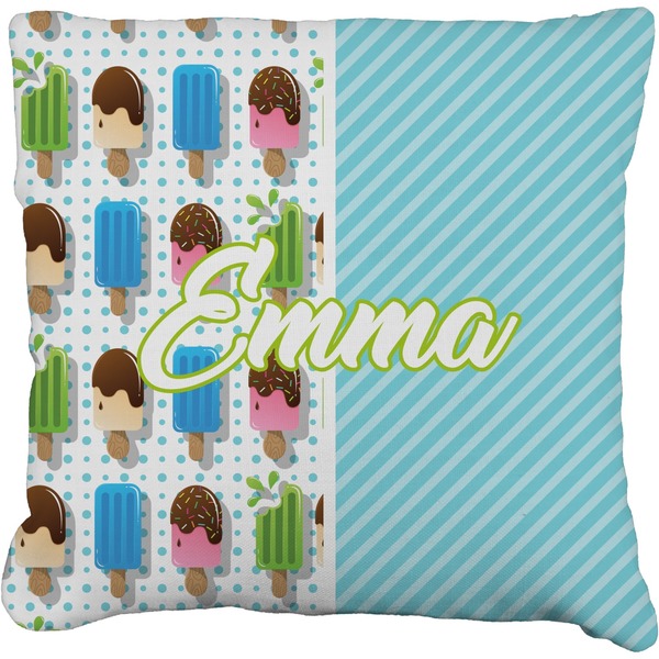 Custom Popsicles and Polka Dots Faux-Linen Throw Pillow 16" (Personalized)