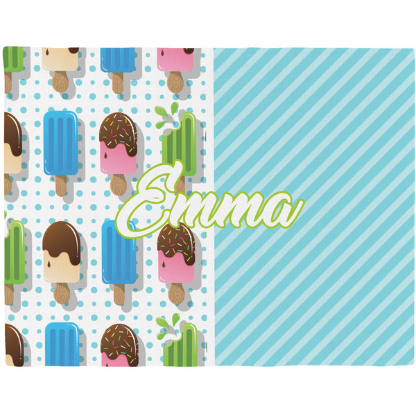 Custom Popsicles and Polka Dots Woven Fabric Placemat - Twill w/ Name or Text