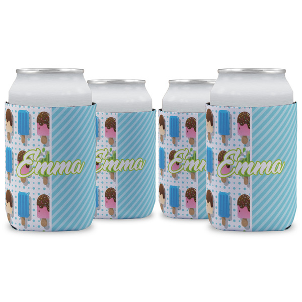 Custom Popsicles and Polka Dots Can Cooler (12 oz) - Set of 4 w/ Name or Text