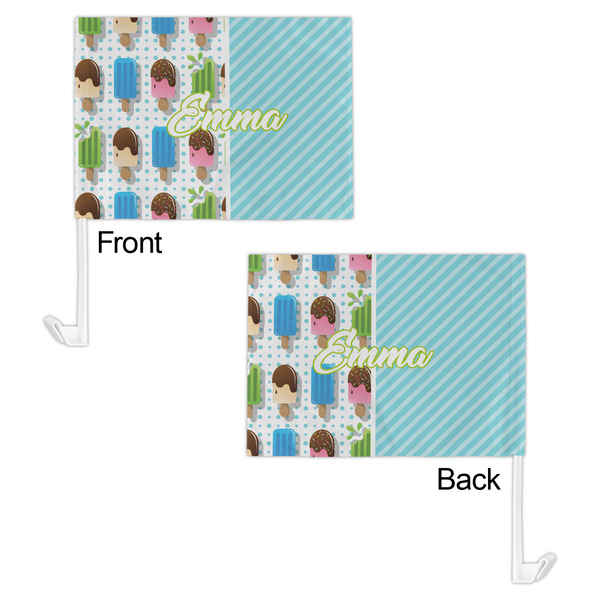 Popsicles and Polka Dots Car Flag - 11" x 8" - Front & Back View