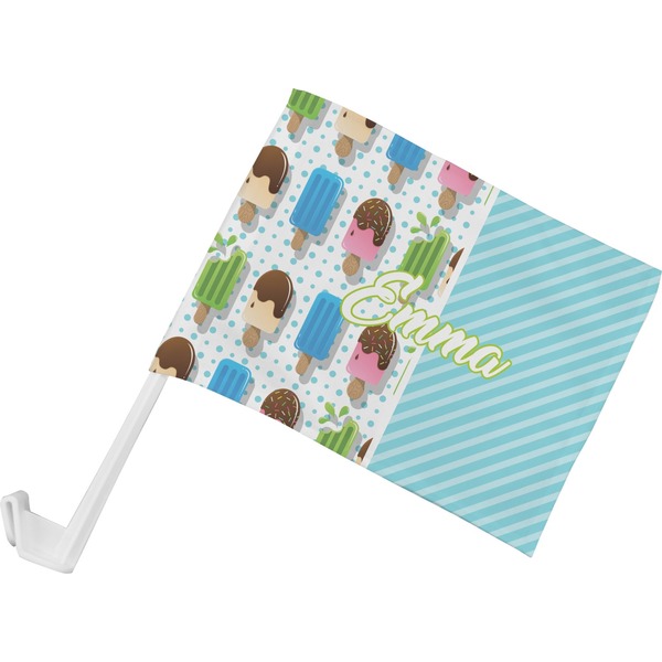 Custom Popsicles and Polka Dots Car Flag - Small w/ Name or Text